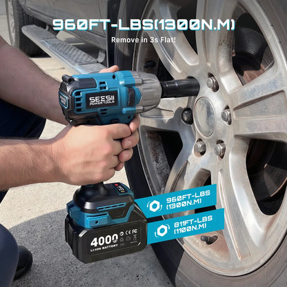 Removing car tire lug nuts in seconds with the cordless impact wrench